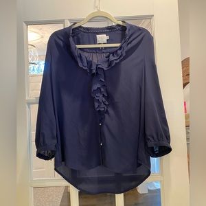 HD in Paris navy scalloped next long sleeve top
